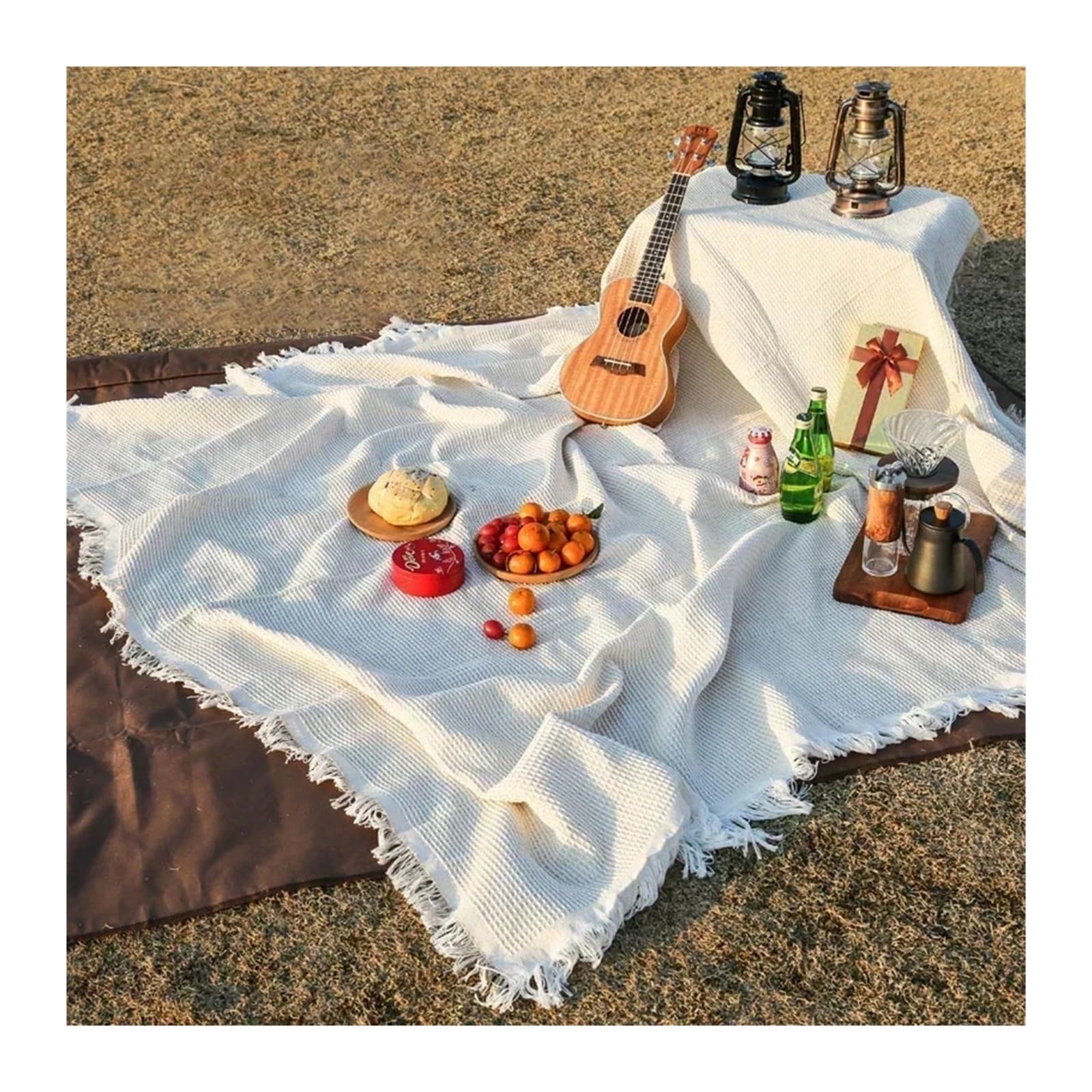 Couverture Pique Nique Tapis de pique-nique de camping en tricot, portable, voyage, randonnée, pique-nique, nappe anti-poussière, tapis doux, couvertures de canapé, tapis de pique-nique extérieur(S3 p