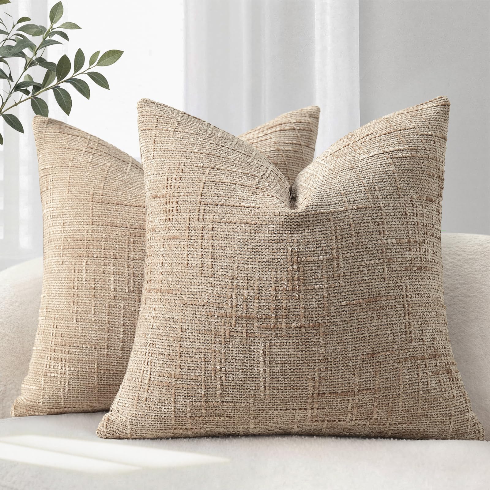 YCOLL Kissenbezug 2er Set Sofakissen aus Weichem Chenille Stoff Kissenbezüge Dekokissen Sofa & Wohnzimmer Dekokissenbezüige für Gemüitliche Heimdekoration Zierkissenbezüge