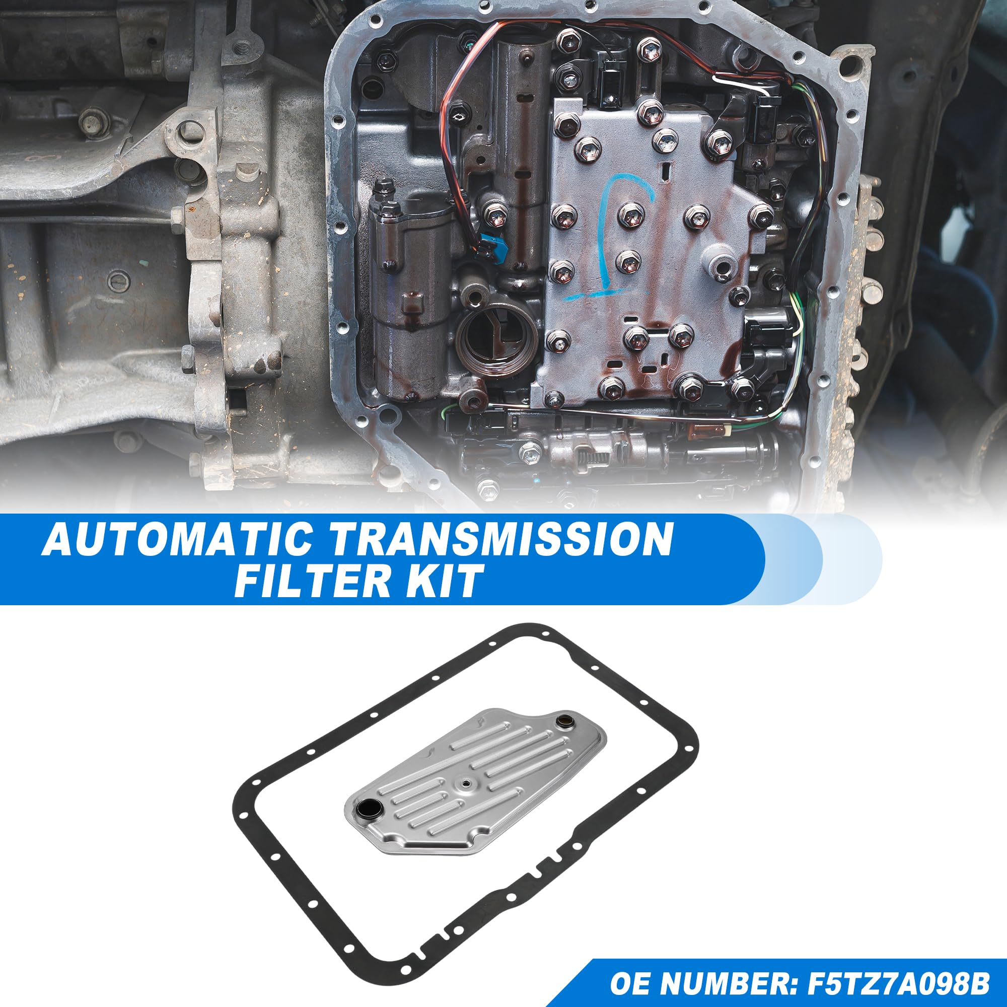 QUARKZMAN Kit Filtro Transmisión Automática Para Ford Explorer 95-98 2Pcs | Plateado Y Negro, Metal Y Caucho, F5Tz7A098B, Para Ford Para Ranger 95-98, Para Mercury Mountaineer 98-01, A4Ld-E 4Wd