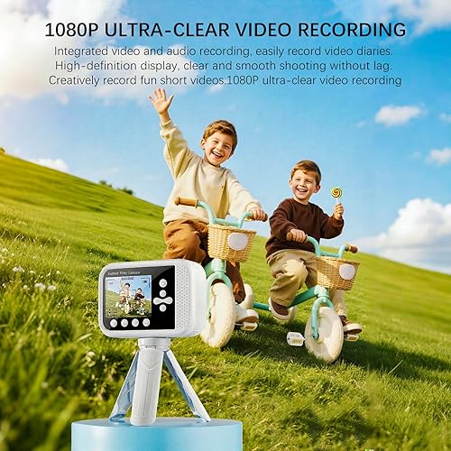 Miniatura 3 de Cámara para niños, impresión instantánea, cámara digital para niños con papel de impresión de 3 colores, 32 GB y mini trípode, video de 48 MP