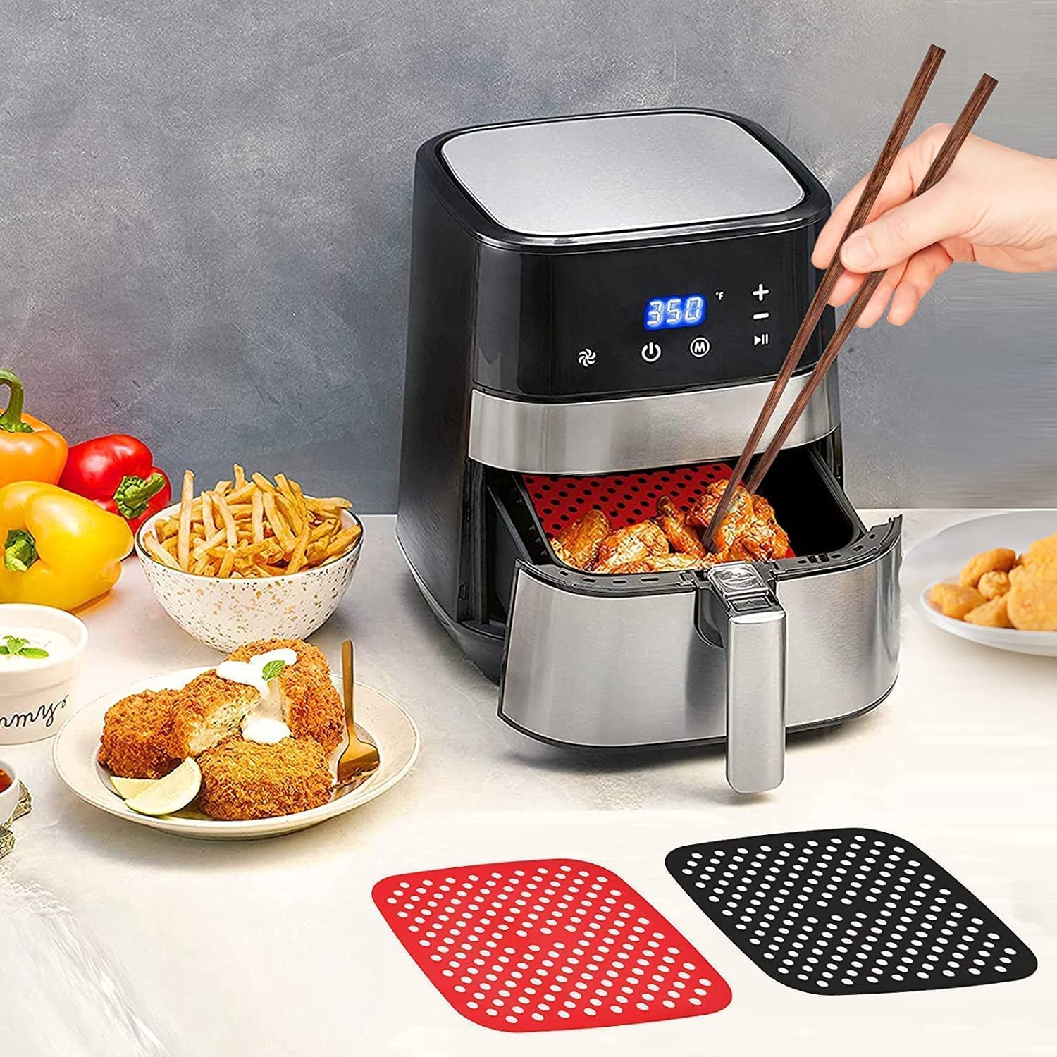 Silicone Air Fryer Liners - Reusable & Non-Stick -2 Silicone Air Fryer Liners - Reusable & Non-Stick -2