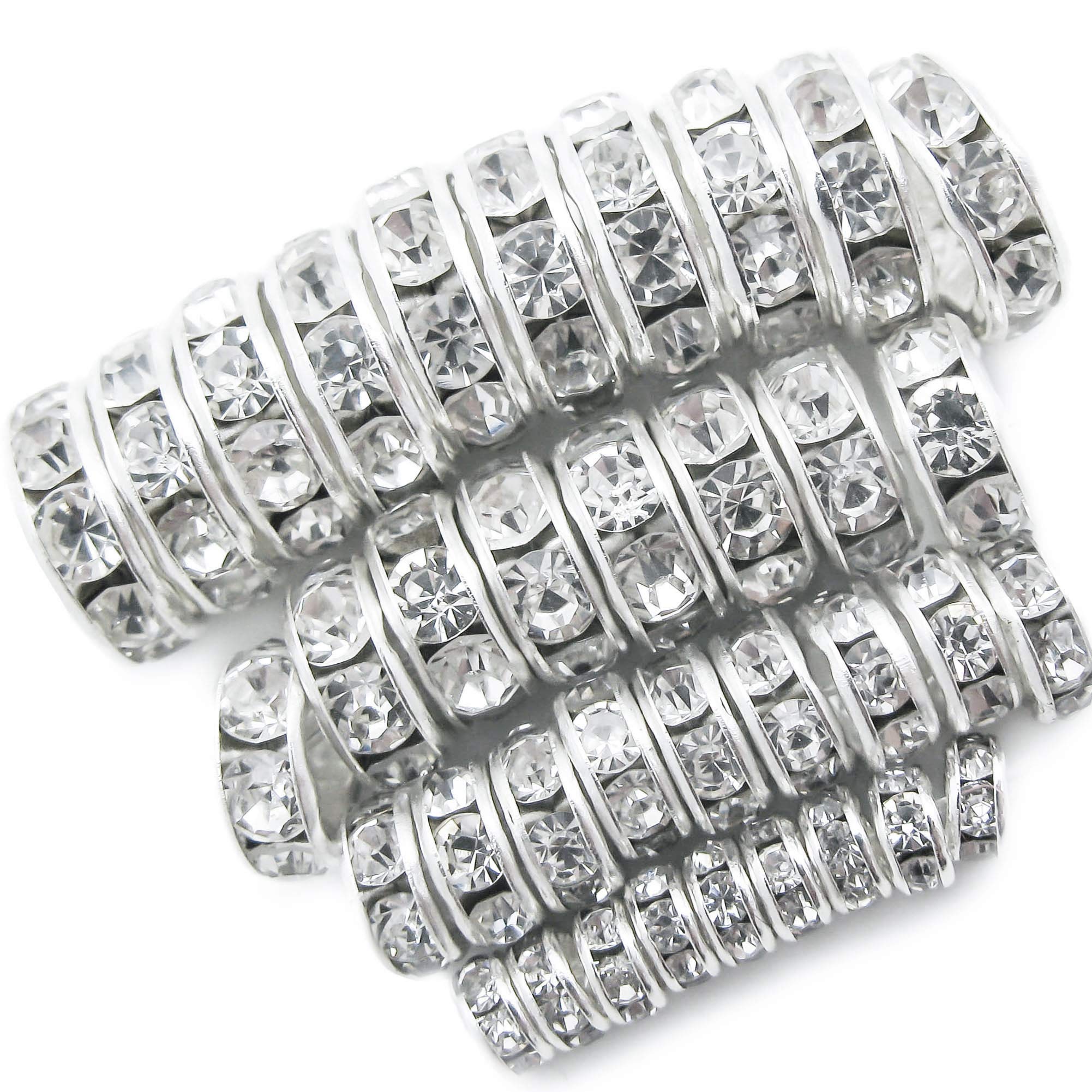 TOAOB THE ONE AND ONLY BABY 400Pcs Silver Plated Crystal Rondelle Spacer Beads 4Mm 6Mm 8Mm 10Mm For Jewelry Making