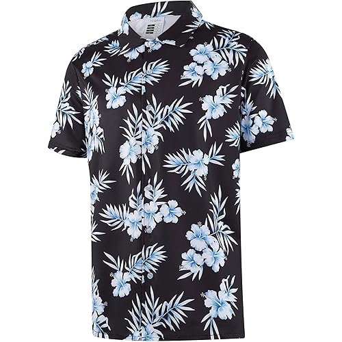 ELETOP Men's Hawaiian Shirt Summer Stretch Short Sleeve Tropical Beach Button Down Casual Shirt