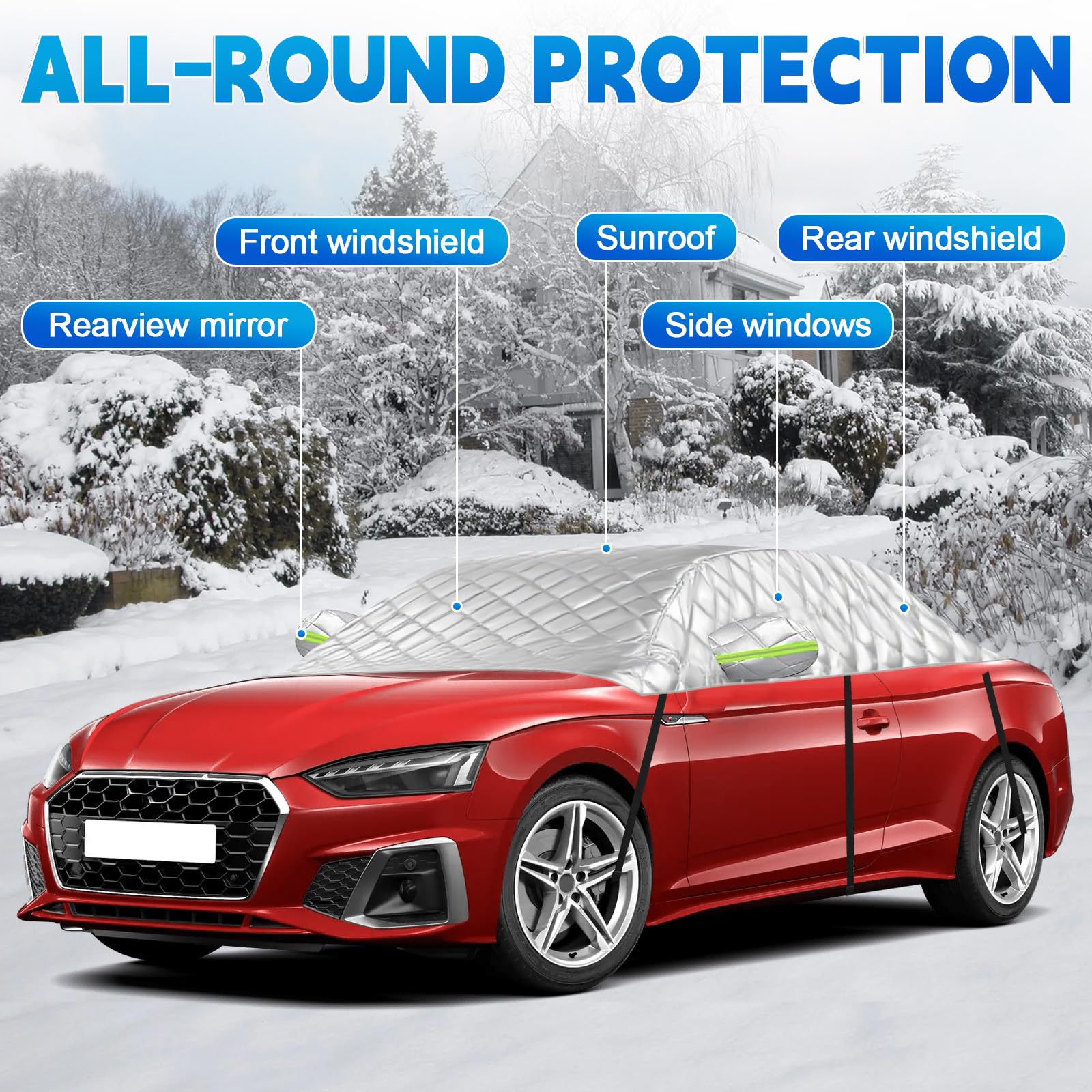 Halbe Autoabdeckung Ersatz für Audi A5/S5/RS5 Cabriolet 2007-2023, Passgenaue Softtop-Dachschutz-Autoabdeckung Wasserdicht, Verdickte Halbe Garage, Anti-Hagel und Anti-Schnee