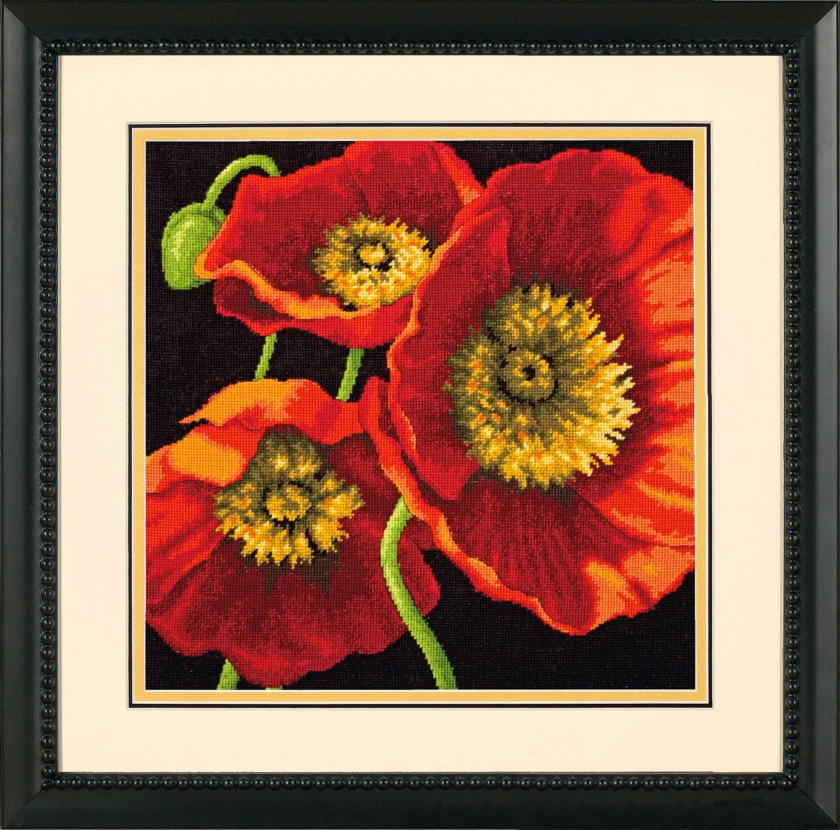Wilton Dimensions Needlepoint Kit, Red Poppy Trio, 14'' x 14''
