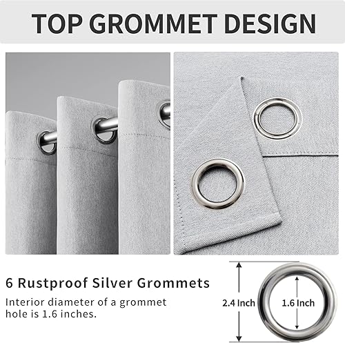 Miniatura 3 de Easy-Going - Cortinas con aspecto de lino opacas con ojales para ventana, cortinas para dormitorio, sala de estar, con aislamiento térmico para