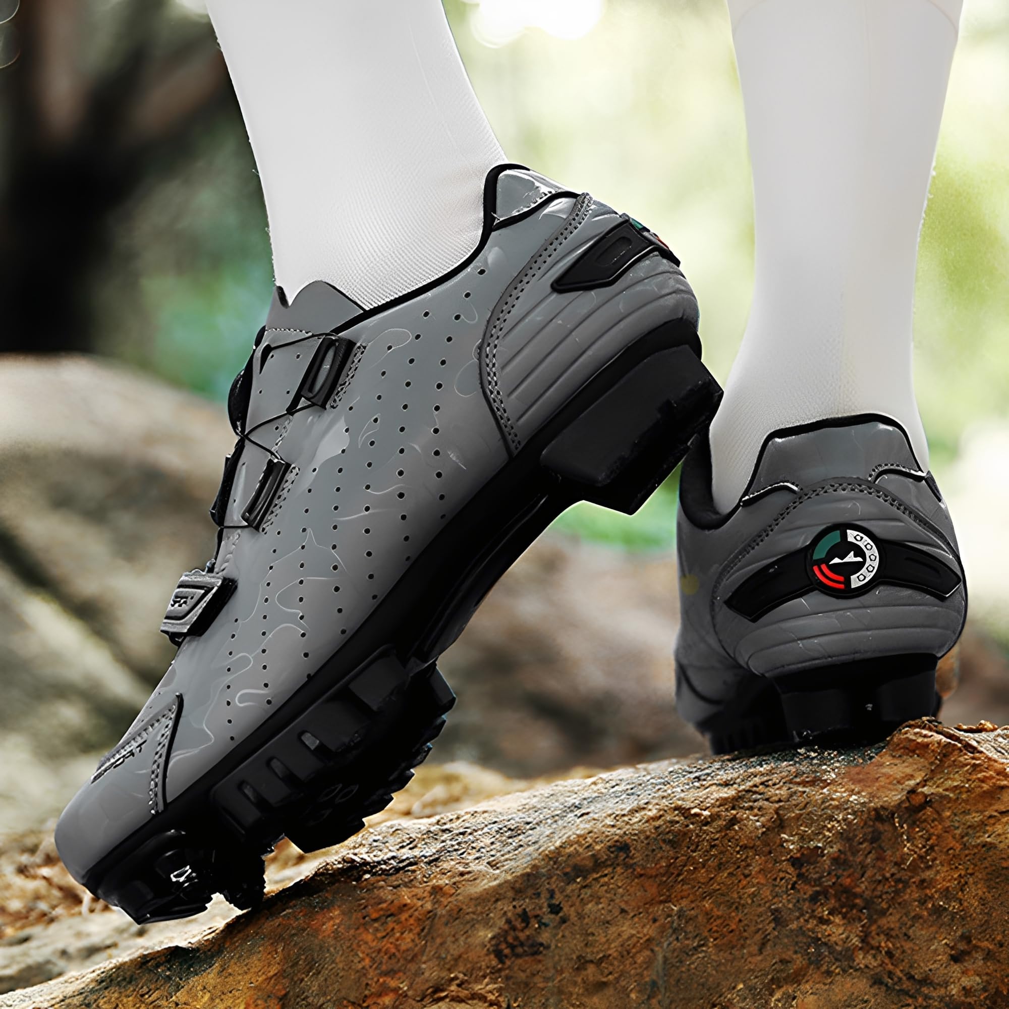 Zapatillas Ciclismo Montaña, Zapatos Bicicleta Montaña Hombre Mujer Zapatillas de Ciclismo Verano Ligeros, Calzado Bicicleta con 4 Hoyos Cleats 36EU-47EU