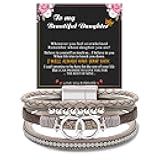 Bracelets for Women，Valentines Day Gifts for Her Teens Leather Bracelets for Women Mothers Day Gifts for Mom Birthday Gift Inspirational Gift for Daughter Wrap Bracelet Sister Friend Teen Girl Gift Layered Christmas Jewelry