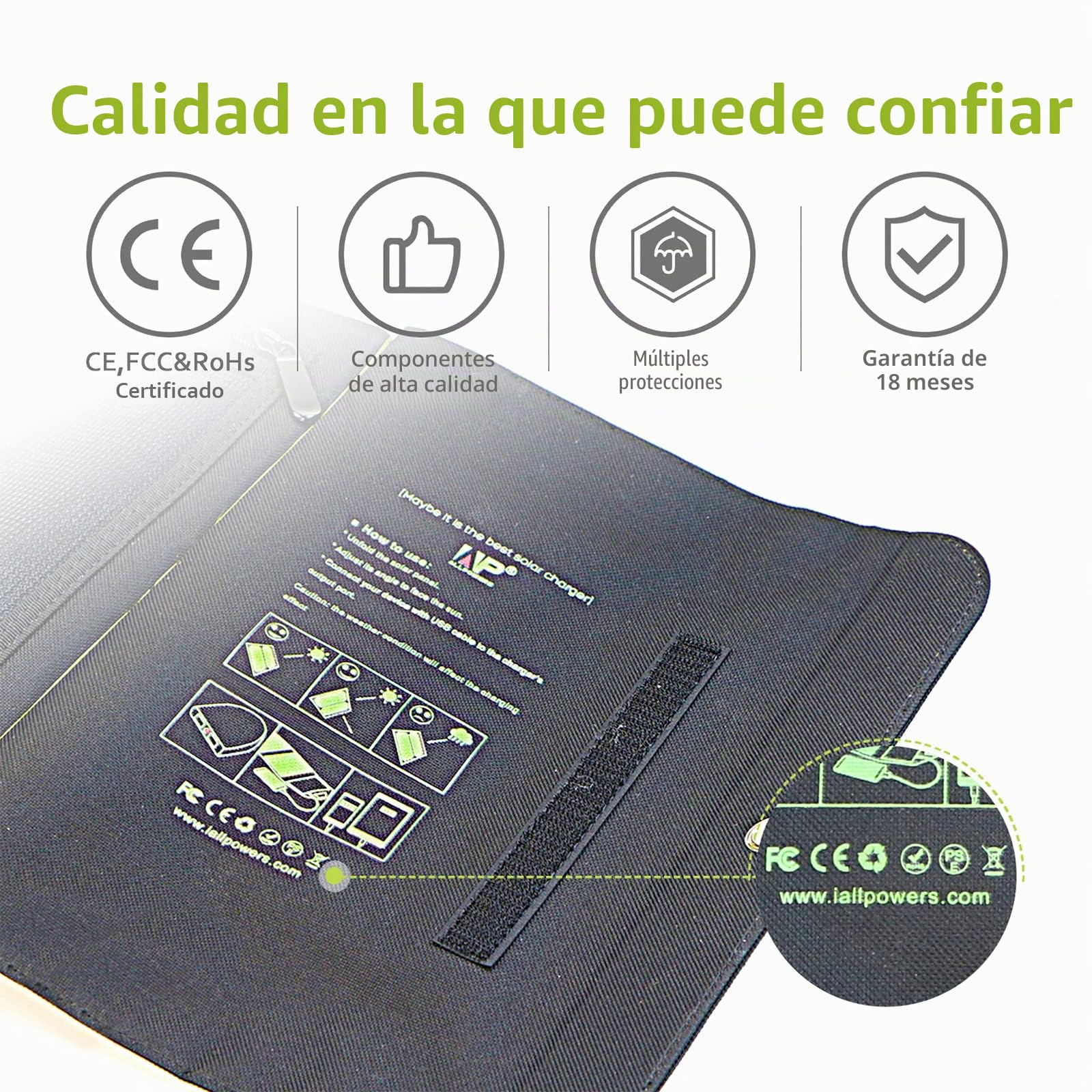 ALLPOWERS Panel Solar de 5 V, 21 W, Cargador Solar portátil, 3 Salidas USB y 2 entradas USB, Panel Solar Impermeable y Plegable, batería Externa para Smartphone, Tablet, Exterior, Camping