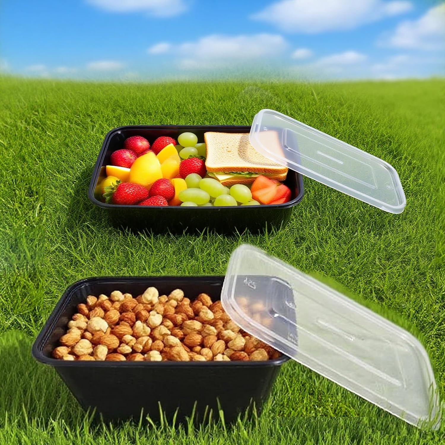 50 Packs 24 oz Disposable Meal Prep Containers with Lids,To Go Take Out Plastic Food Storage, Disposable Takeaway Boxes,Freezer, Dishwasher Safe Prep Containers, - Image 5