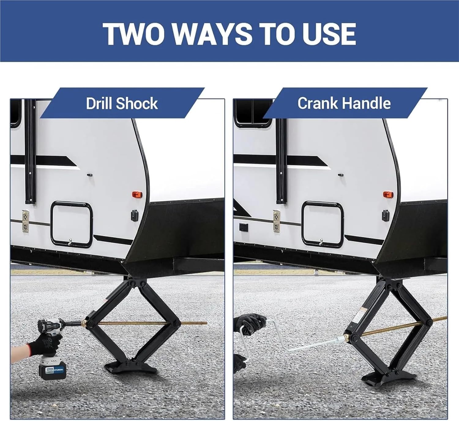 Manual Jack, RV Trailer Stabilizer Jacks Heavy Duty 24" 7500LBS Capacity Trailer Leveling Jack with Stable Base for Trailer Camper RV Truck(2 Packs)