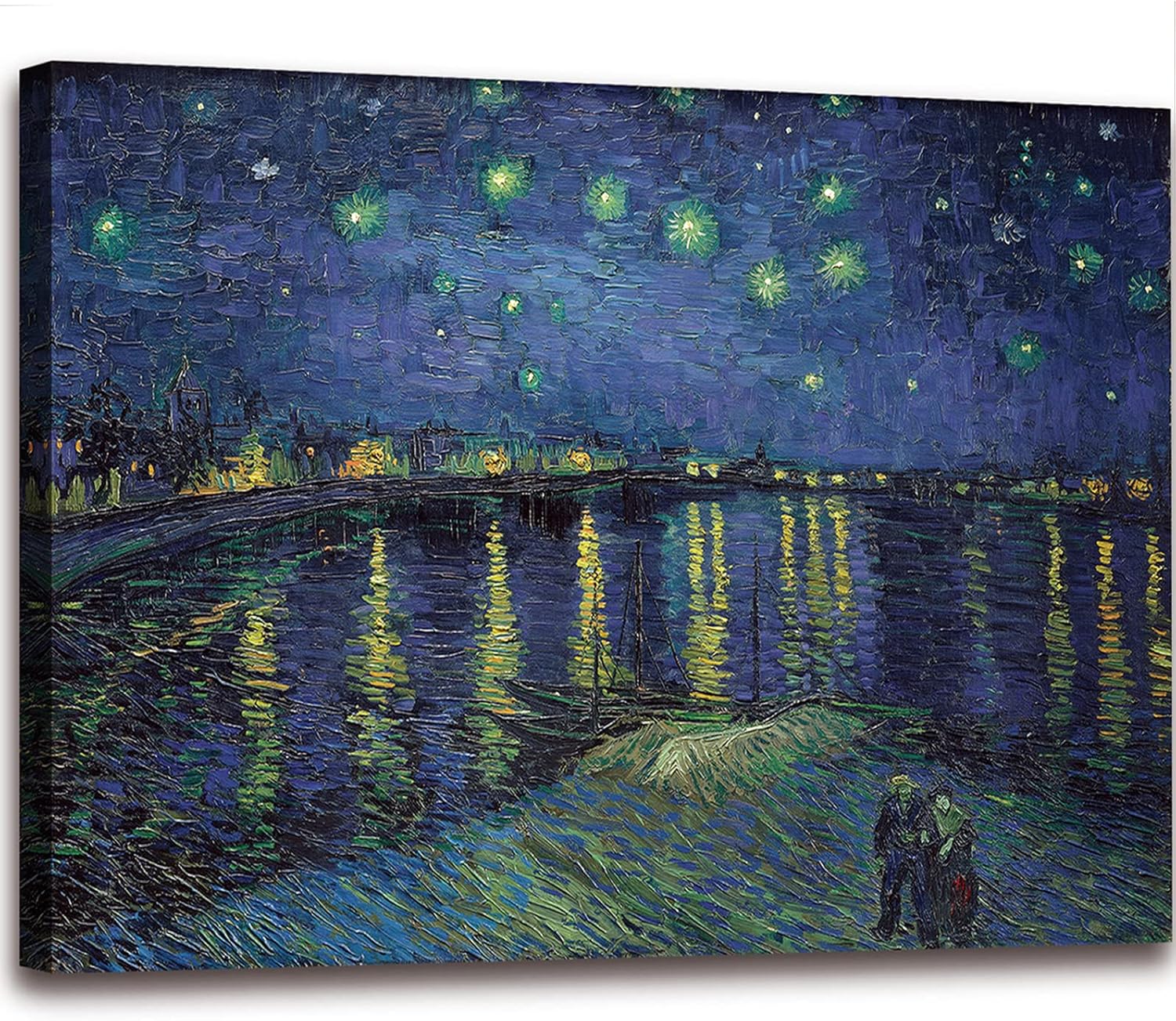 Vincent Van Gogh Canvas Wall Art - Starry Night Over The Rhone Painting, Classic Artwork Picture Print for Home Decor. 24"x36" 36"L x 24"W Starry Night