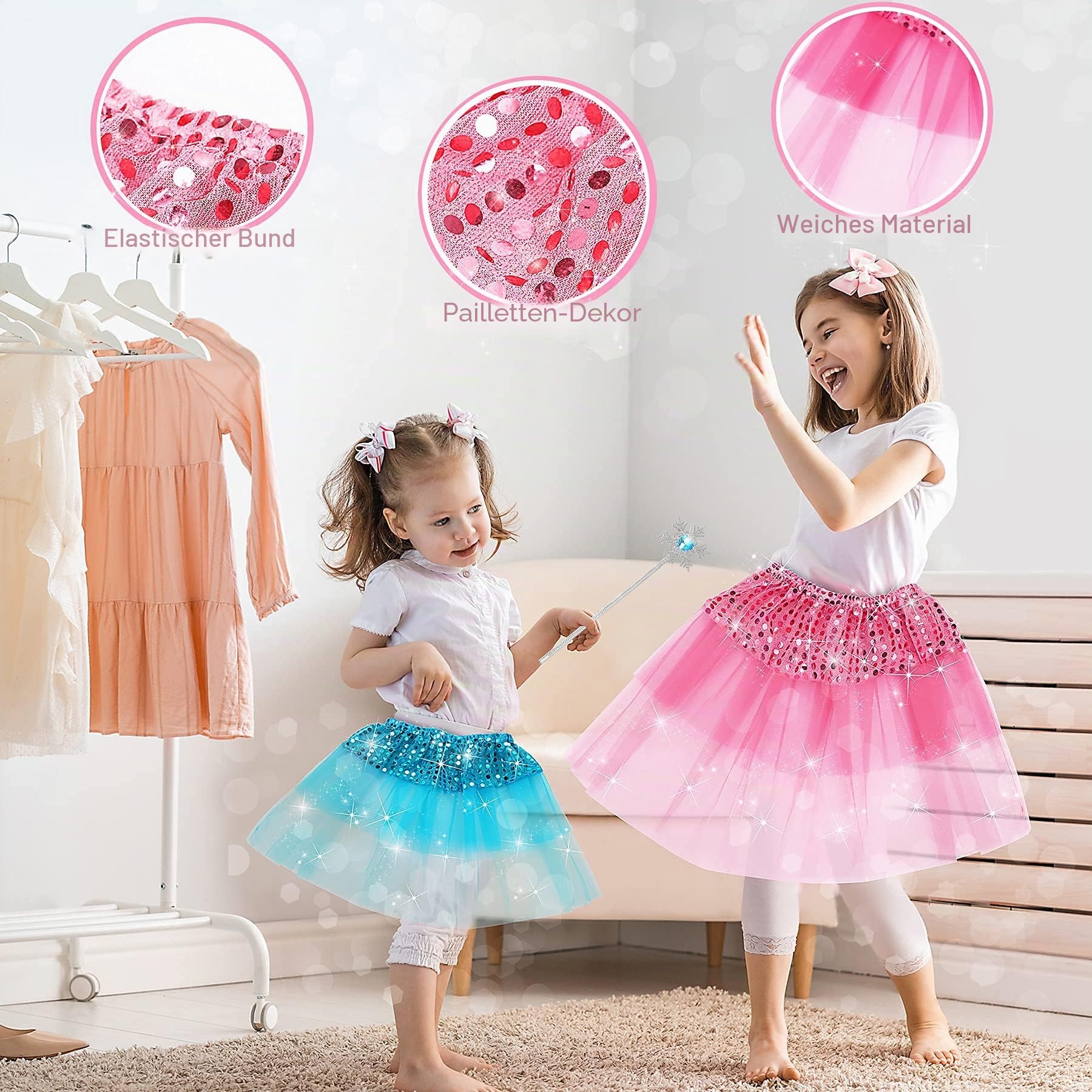 Prinzessin Schuhe Mädchen - ELSA Kostüm Spielzeug - Schmuck Zubehör 3 Paar stöckelschuhe Kinder Einhorn Geldbörse für Geschenk