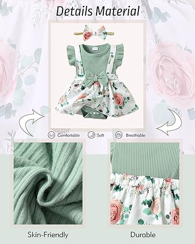 Miniatura 5 de Conjunto de ropa para bebé recién nacida, traje de verano, mameluco con diadema, falda general