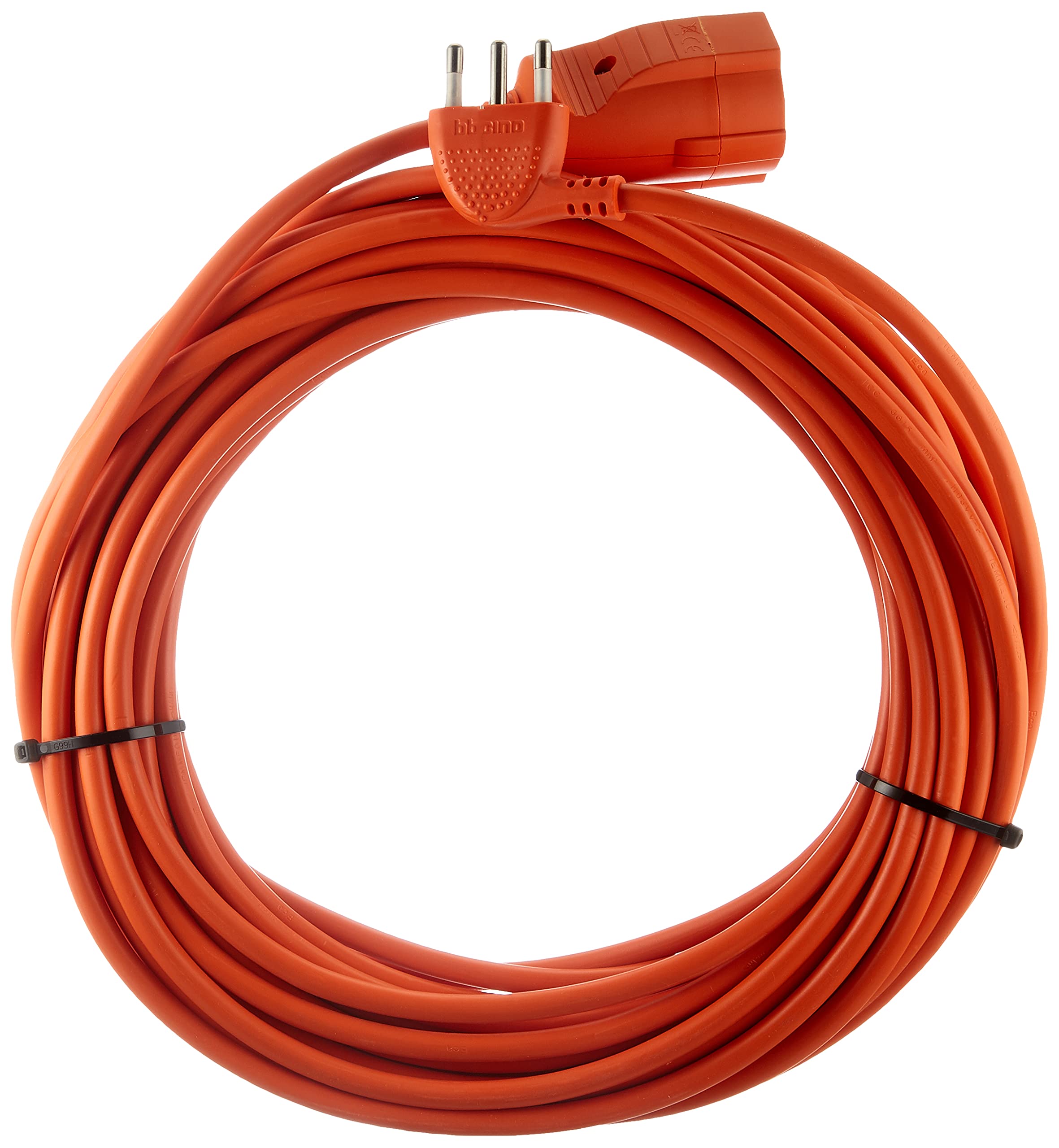 BTicino S2515X40 Prolunga Elettrica, cavo H05VV-F 3x1,5mmq lungo 15 metri, con Spina Grande 16 A e Presa Schuko, 250 V, colore Arancione