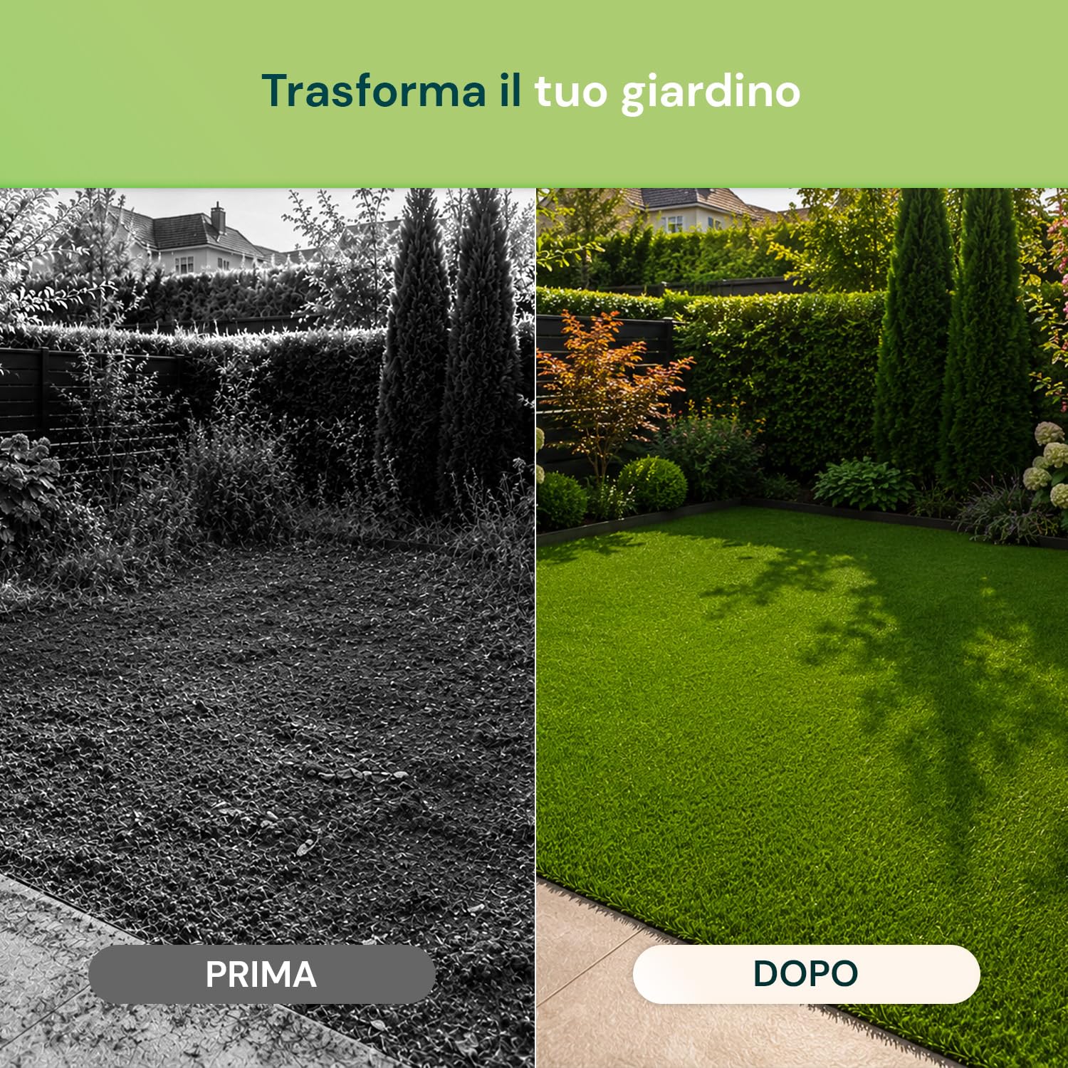 Prato Sintetico 1x3 m Effetto Erba Naturale - Tappeto Erba Artificiale Drenante per Giardino, Balcone e Terrazzo, Manto Erboso Calpestabile Resistente UV, Alta Densità e Morbido (1x3m)