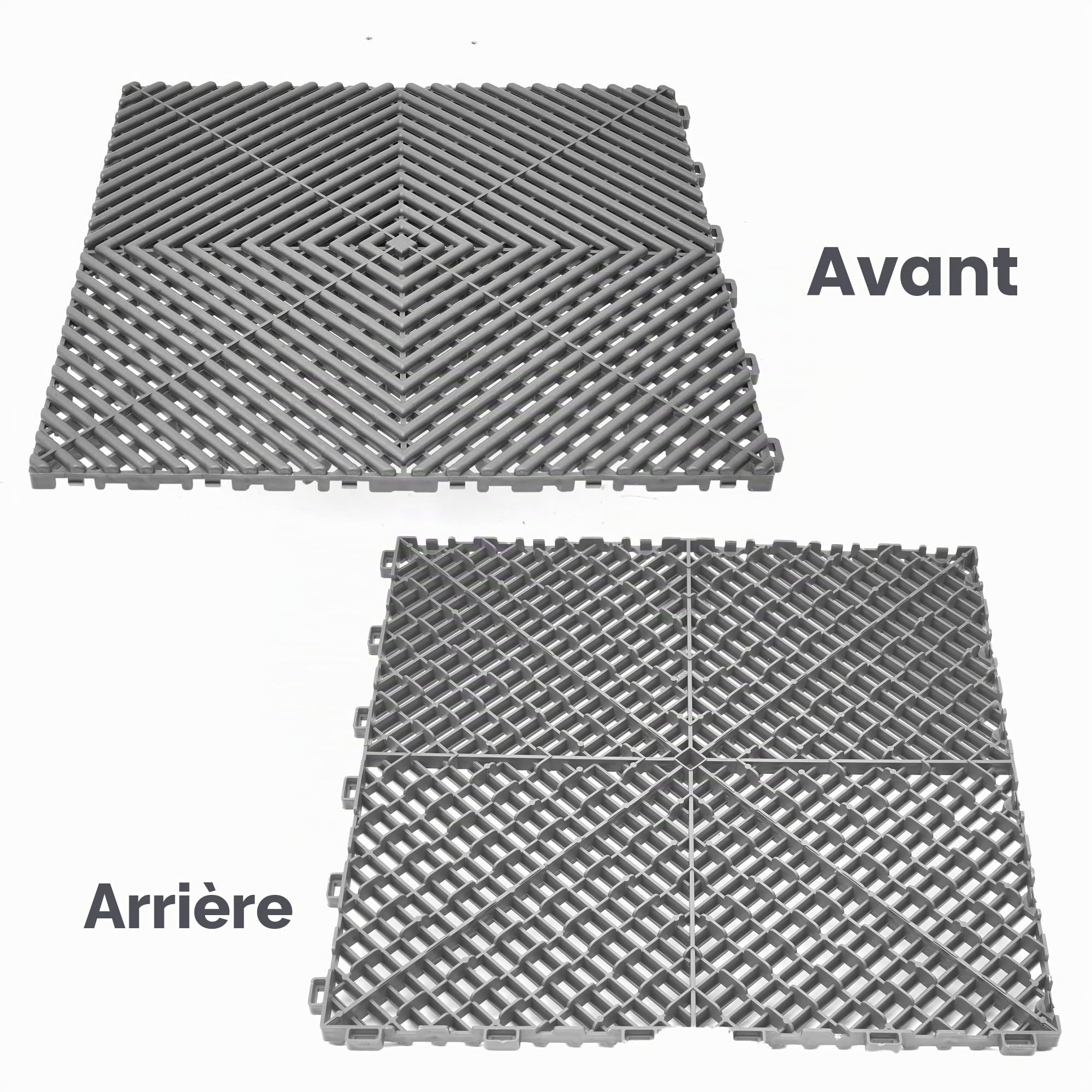 Lot de 20 dalles de sol en polypropylène 40 x 40 cm - Tapis de sol de garage emboîtables - Tapis de drainage pour garage, intérieur extérieur, piscine, capacité de charge : 3200 kg (3,2 m²)