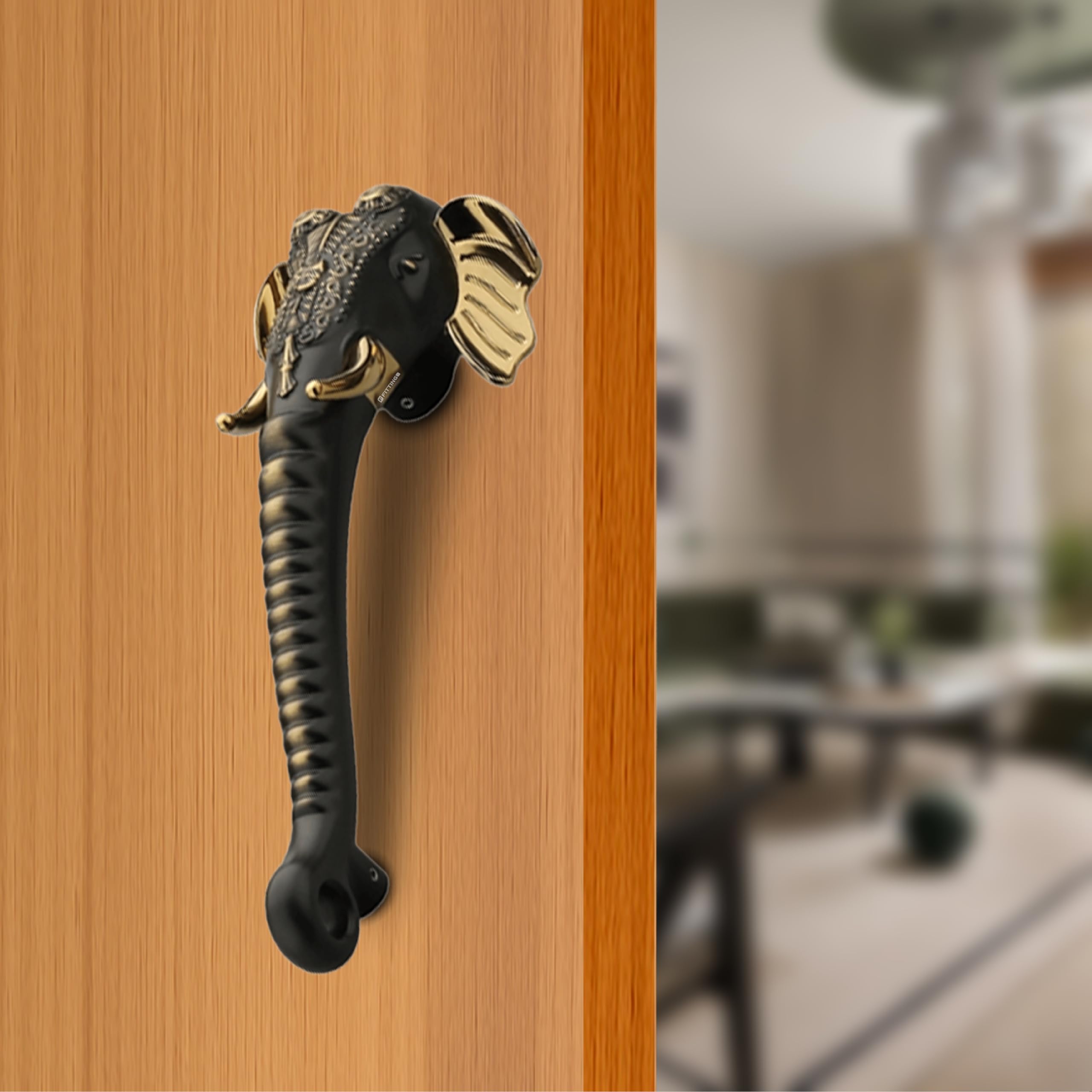 Fittingo Heavy Duty Elephant Design Main Door Handle/12-Inch Pull Push Handle for Wooden Doors/Decorative Handle for Home & Office Decor - 3 Years Warranty - Pack of 1 (Black & Brass Antique Finish)-image-36
