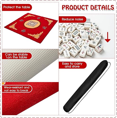 Miniatura 11 de Juexica Tapete Mahjong con bolsa, antideslizante, reducción de ruido, cubierta de mesa de juego de mesa, accesorios de mesa Mahjong, mantel de Azul