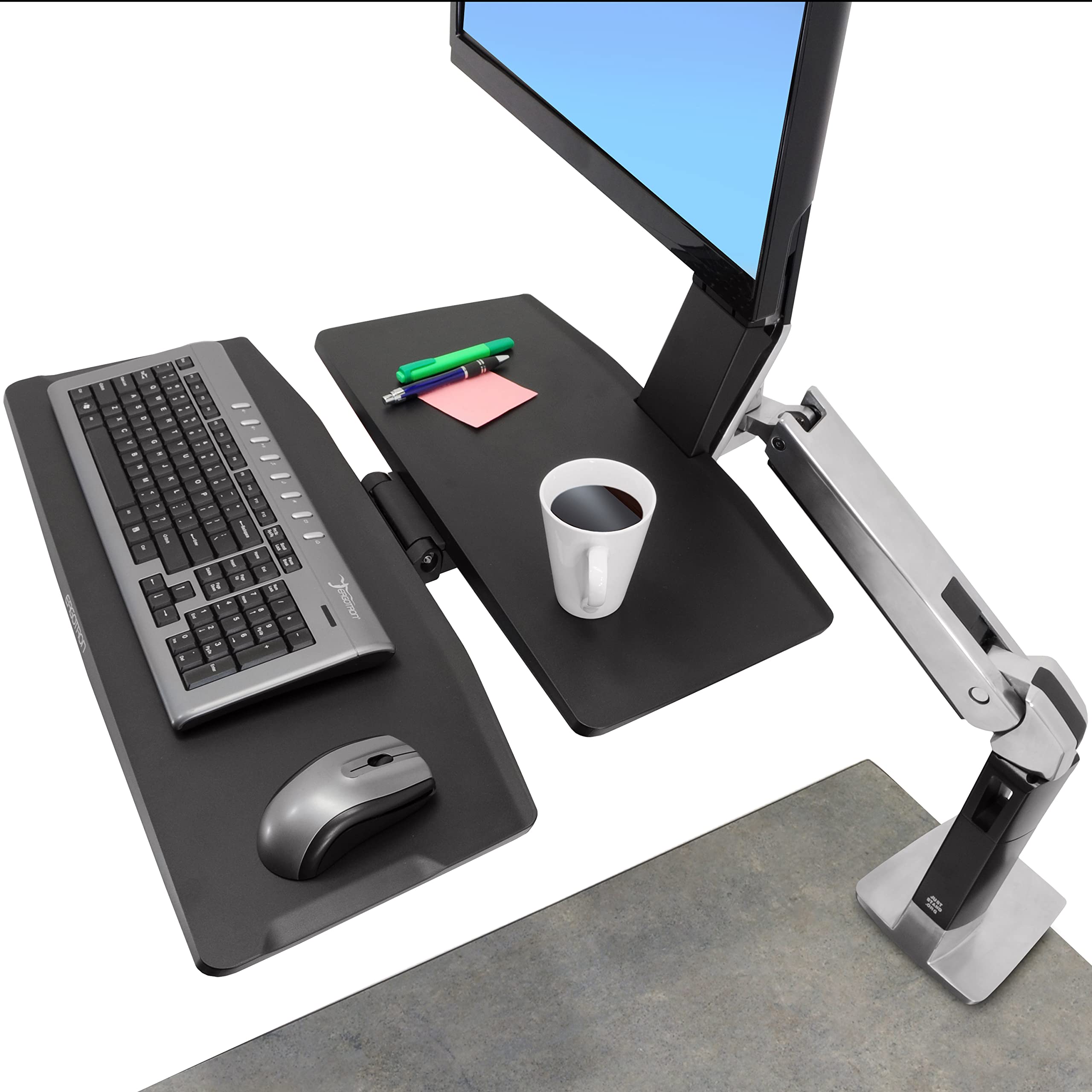 Ergotron WorkFit-A LD Single Monitor Standing Desk Converter Sit-Stand Workstation for Tabletops 5 to 15 lbs Level Keyboard — view 3