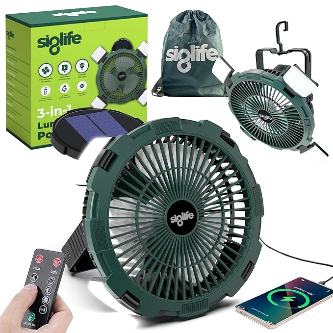 Portable Solar Fans for Tents, Hiking, Power Outage, and Emergency Use