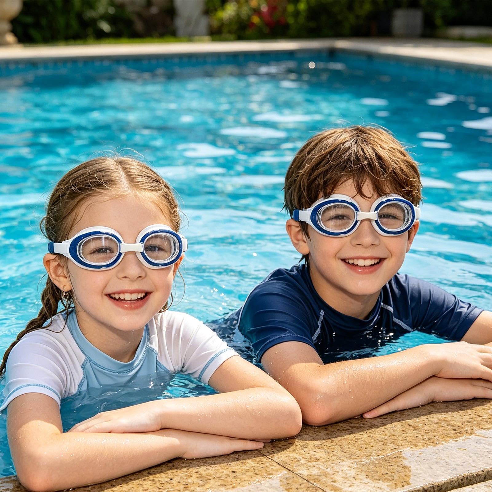 Gafas de natación para niños y niñas, ajustables, transparentes, protección ocular, para niños de 3 a 12 años, competición deportiva, playa, piscina, parque acuático