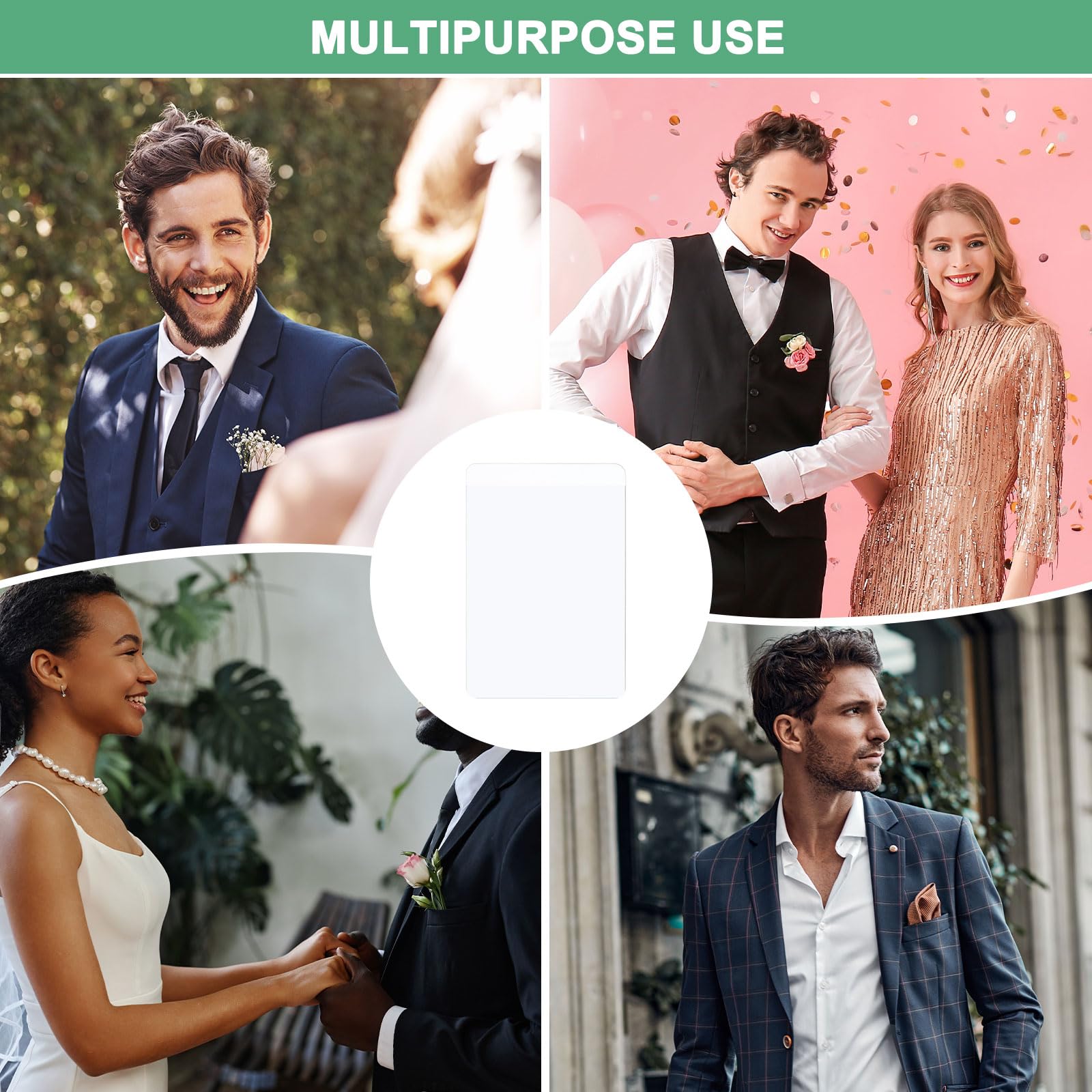 M METERXITY 10-Pack Soportes Para Boutonnieres De Bolsillo, Fundas Plásticas Para Flores Sin Alfiler Para Solapa Para Bodas/Novios/Fiestas/Prom, Ajuste [Transparente]