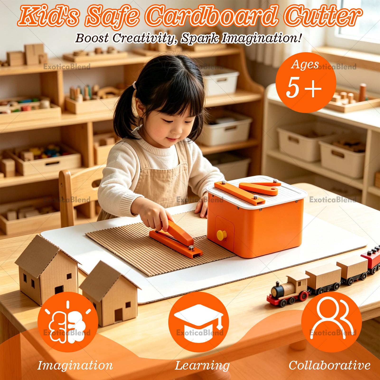 Cortador de Cartón Eléctrico para Niños, Herramienta de Corte de Papel Segura con Ranura para Desechos, para Manualidades y Cajas de