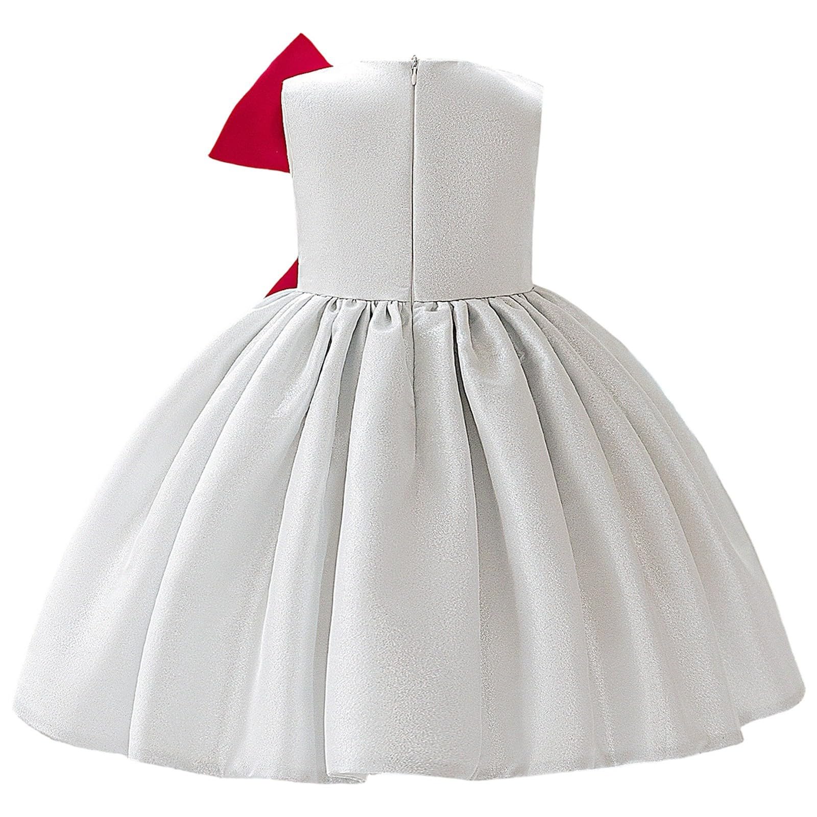 Generisch Kleid MäDchen Einschulung - Elegantes gestuftes Partykleid für mit Schleifenoberteil ärmelloses Design mit hübschen Schleifenmustern ideal für perfekt für den für von 3 bis 8 Jahren