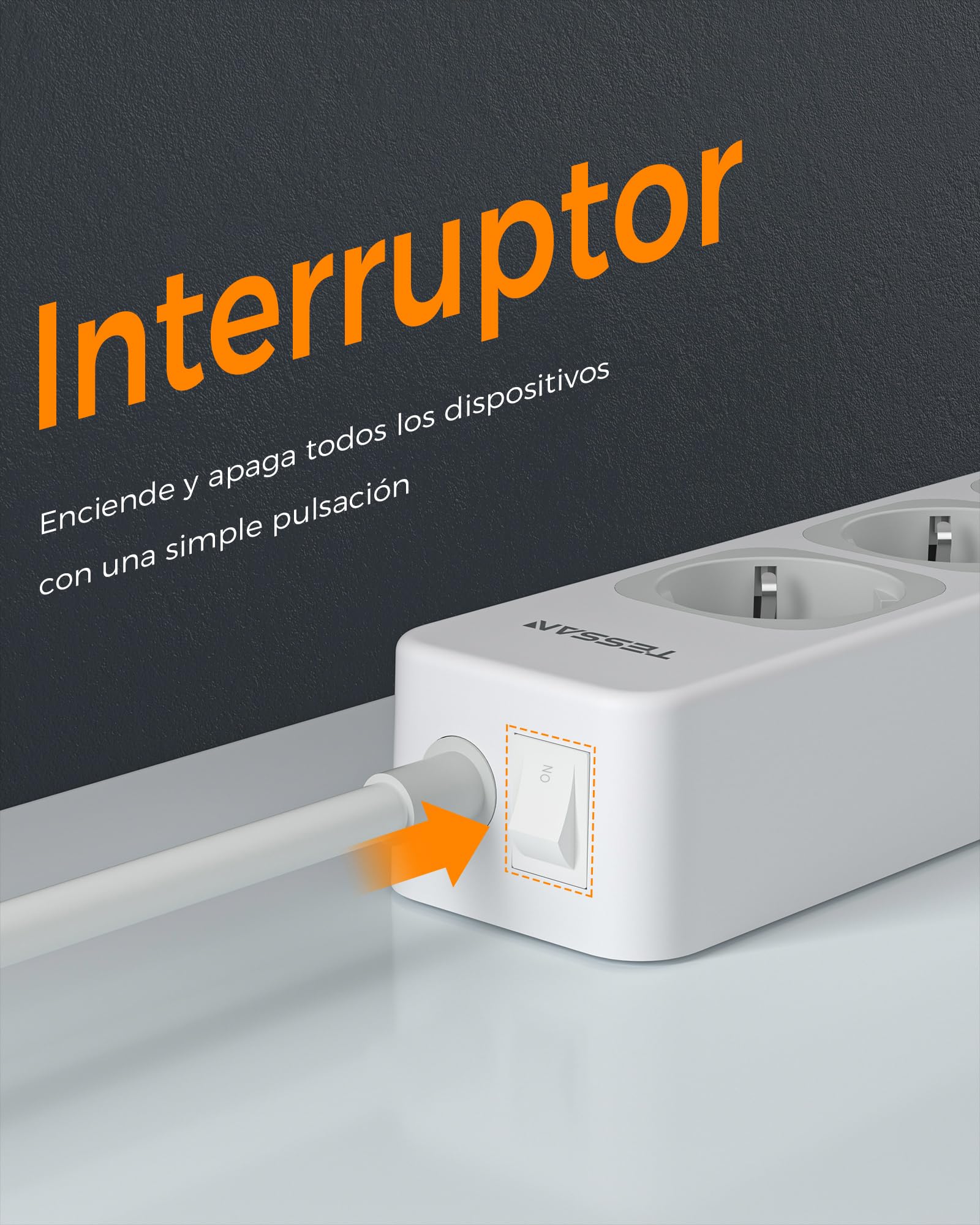 TESSAN Regleta Enchufes 7 en 1 con USB C y USB A, 4 Tomas, 10 Metros