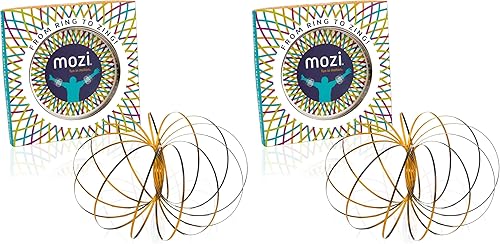 Mozi Pulsera geométrica de flujo mágico, fácil de usar, juguete en espiral 3D, pulsera giratoria para niños y adultos (negro y dorado) (paquete de 2)