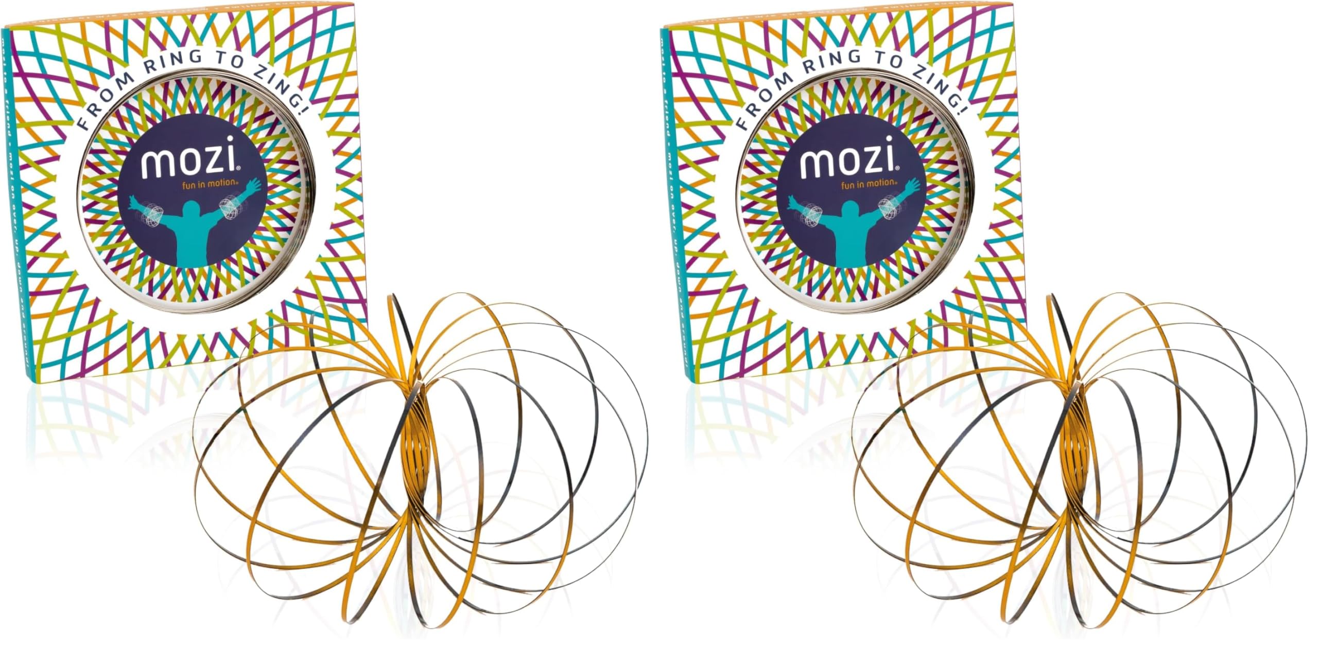 Mozi Geometric Magic Flow Bracelet - Easy to Use - 3D Spiral Toy, Spinning Bracelet for Children and Adults (Black and Gold) (Pack of 2)