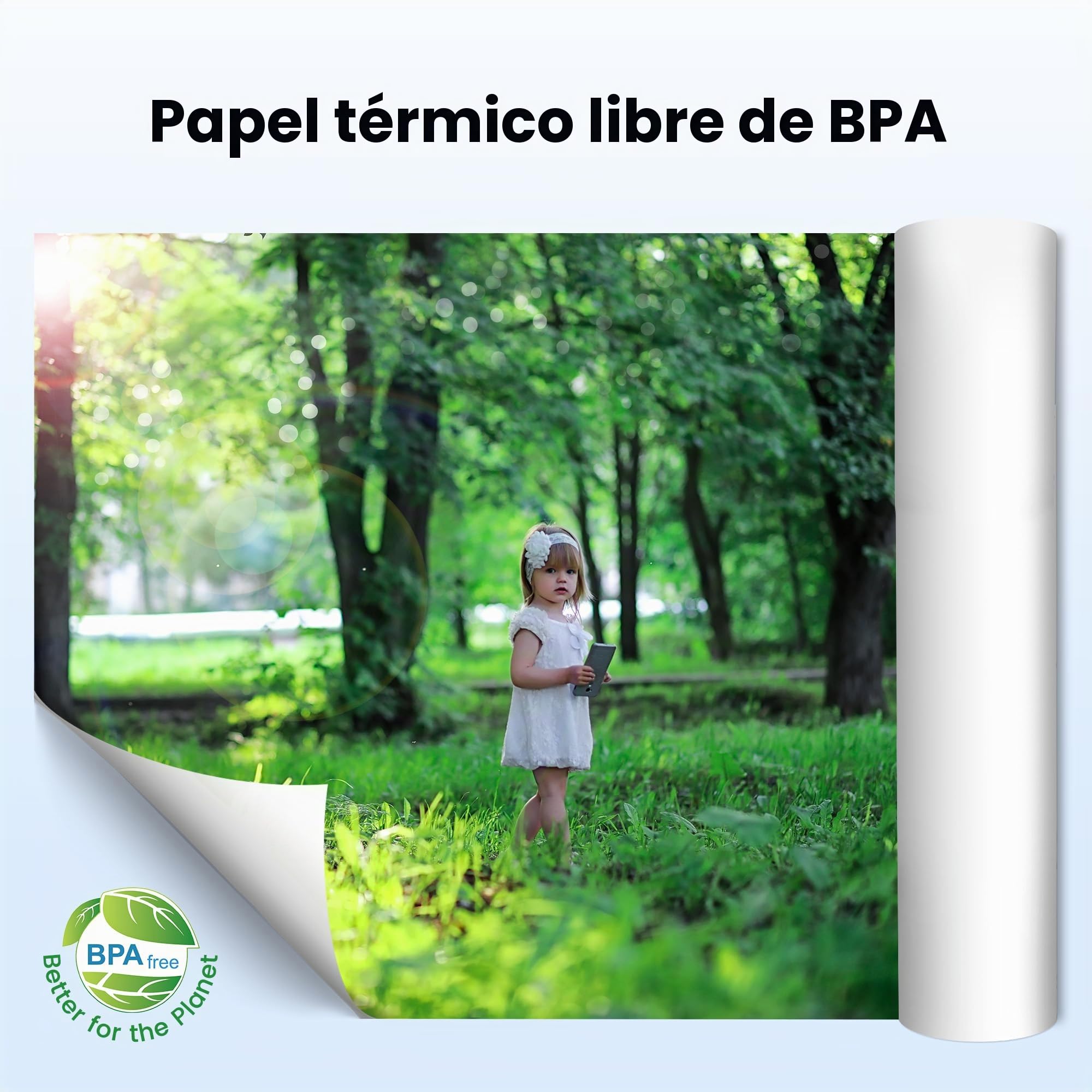 Phomemo Papel de Impresión Térmica A4 2 Rollos, Compatible con la Impresora Portátil Phomemo M832/M834 para Viajes, Hogar, Foto, Contratos, 210x297 mm Papel de Impresión Térmica, 20 Hojas/Rollo