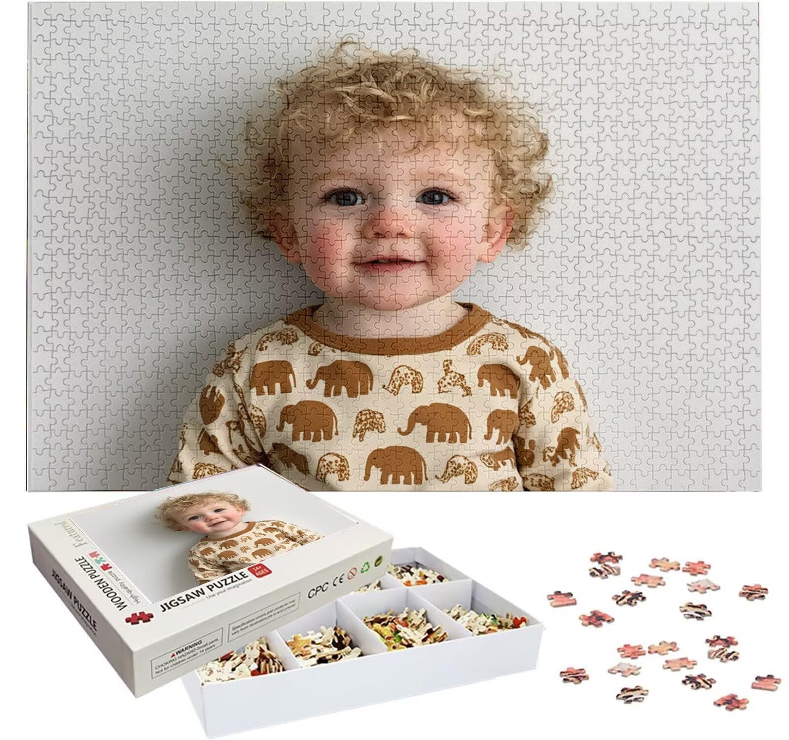 Puzzle Personalizado con Foto, Personalizada Rompecabezas Personalizado Diseña tu Logo Foto o Texto, Personalizado Navidad Halloween San Valentín Parejas Niños Familia Amigos h-2061