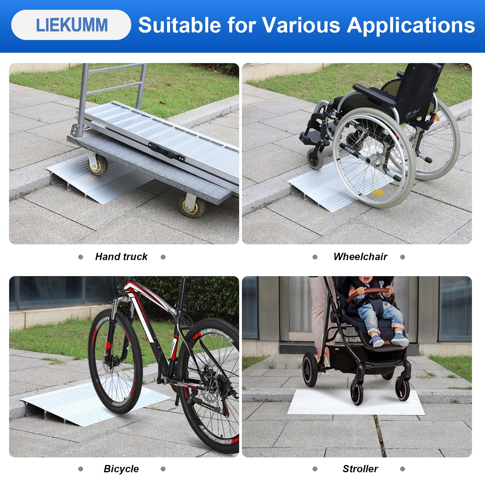 LIEKUMM 3/4" Rise PVC Threshold Ramp For Doorways, 1700 Lbs Capacity, Self-Adhesive Transition Ramp For Wheelchairs, Strollers, And Scooters, Cuttable, Grey - View #7