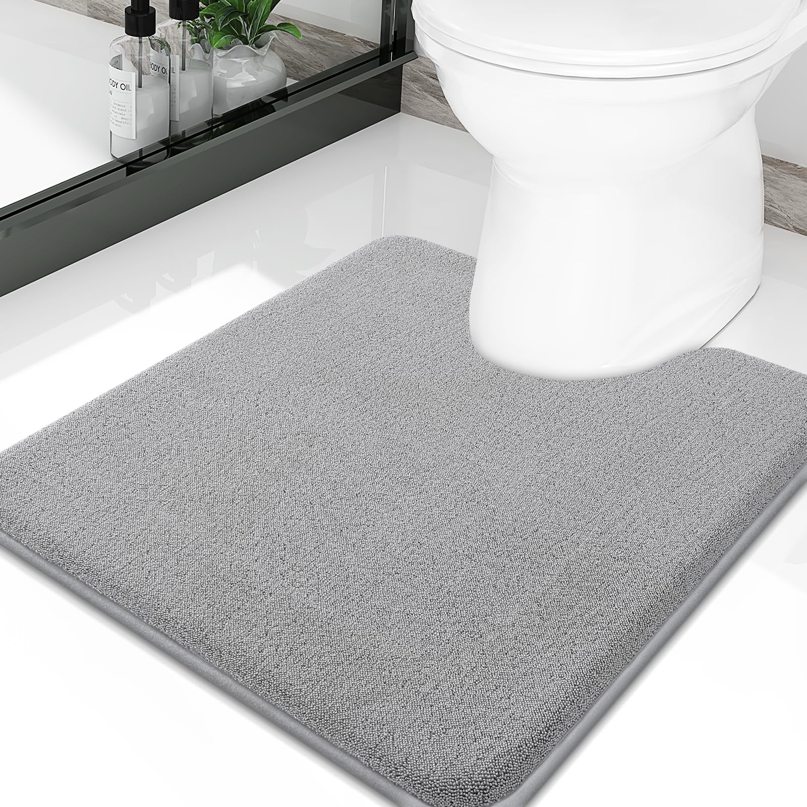 Smiry Smiry Memory Foam Toilet Rugs U Shaped 20x20, Extra Soft Bath Mat