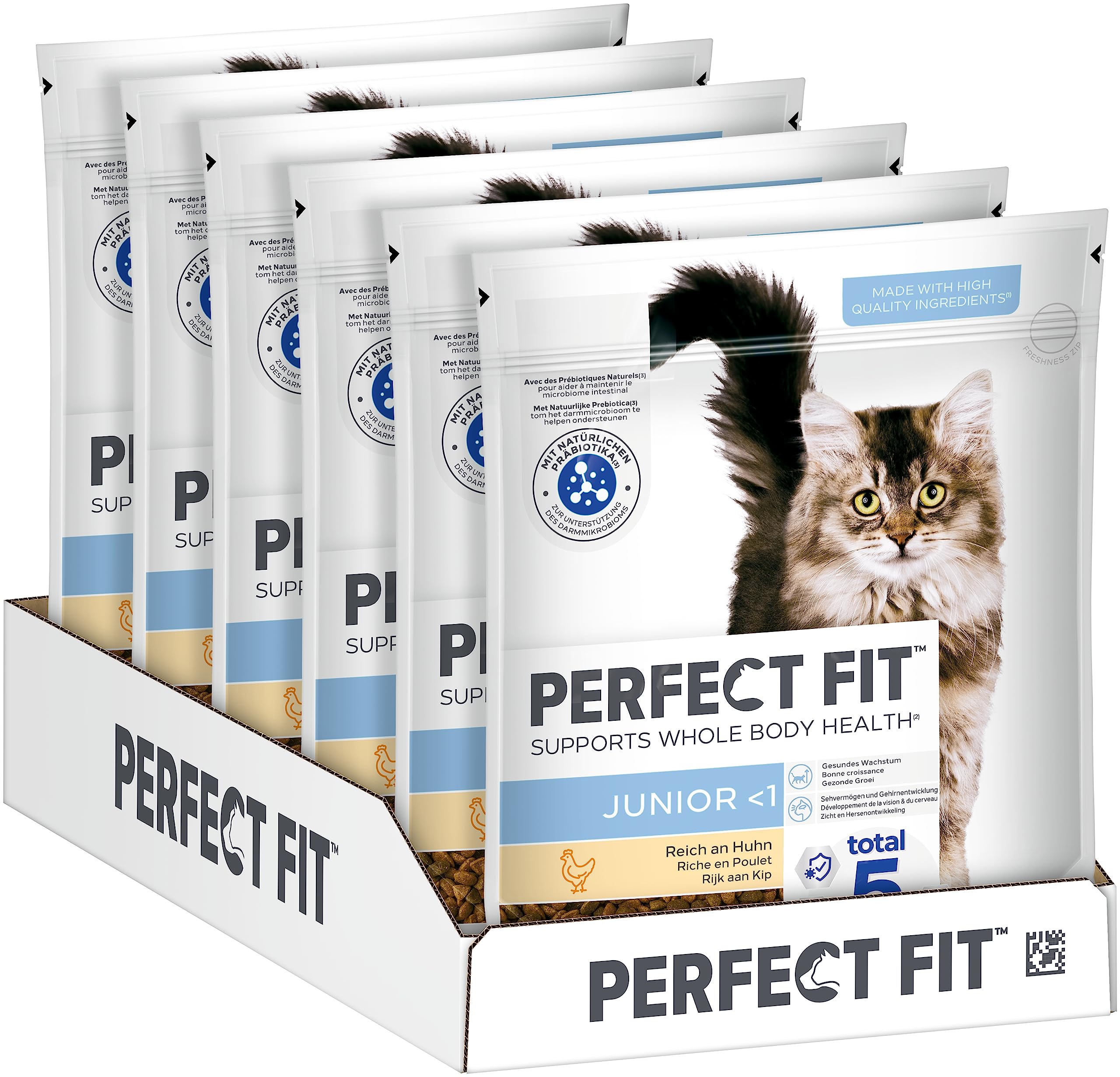 PERFECT FIT Junior <1 Trockenfutter für Katzen 6 x 750 g Huhn (6er-Packung)