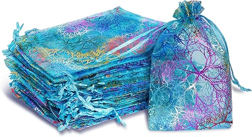 Marrywindix 100 bolsas de organza azul con cordón, bolsas de joyería, bolsa de caramelos, bolsa de chocorato, bolsa de regalo de boda (4 x 6