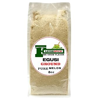 Egusi Melon Seeds Ground 8oz | 100% Pure Natural With No added Ingredients | Read to Use | Great for Egusi Melon Soup | Thickening agent Providing a creamy and velvety texture