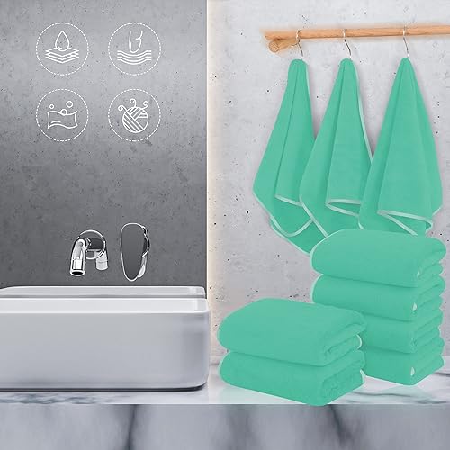 Miniatura 3 de TENSTARS Toallas de mano de seda con dobladillo para baño, secado rápido, toalla absorbente de microfibra ultra suave para baño, fitness, gimnasio,