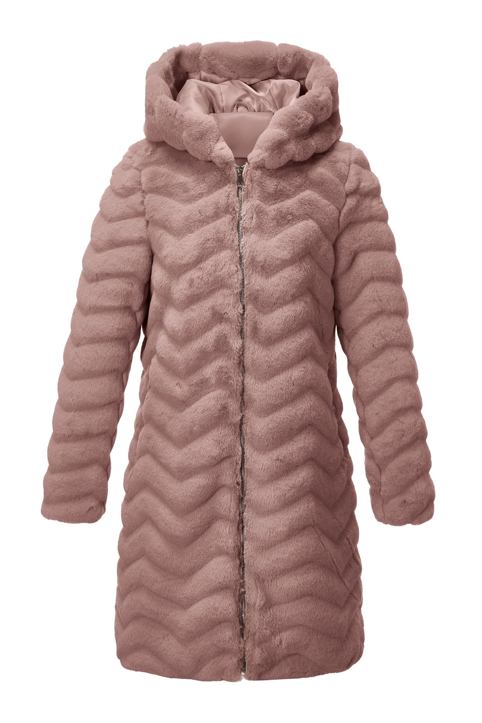 RISISSIDA Women Long Faux Fur Coat Fuzzy Jacket Hooded Spring Autumn Winter Warm Overcoat