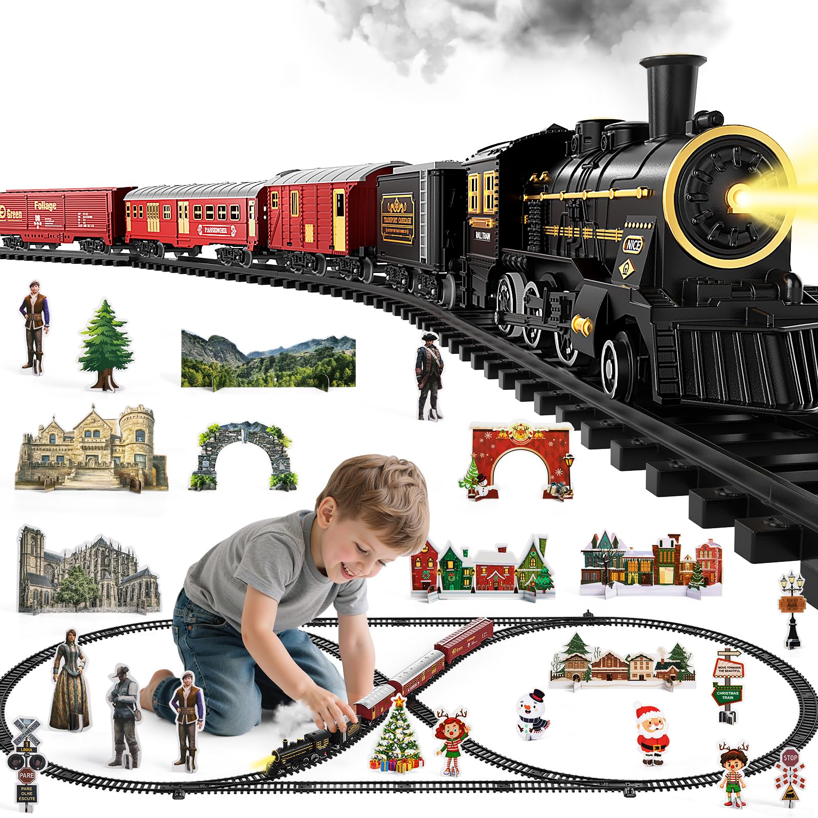Amazon.com: NIPLOOOW Train Set for Kids 4-8, Electric Train Toy