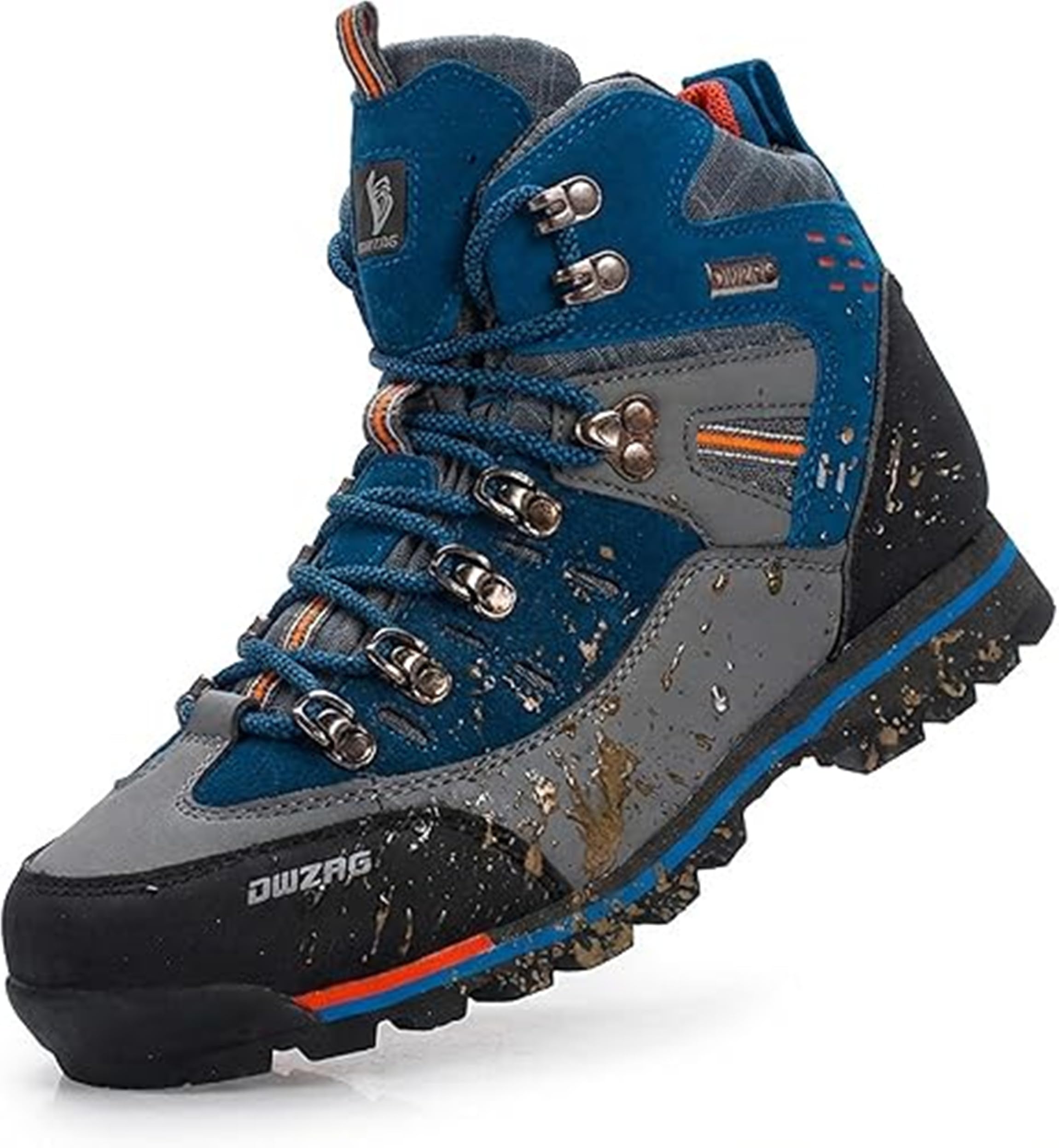 SANANG Botas De Montana De Cuero para Hombre con Suela Antideslizante, Calzado para Escalada, Azul, Amarillo, Naranja, Tallas 40-46