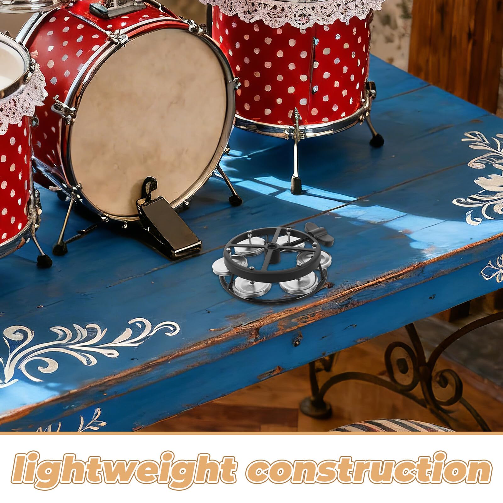 Ciieeo Pandereta de Hi-hat Montable con Campana de Doble Hilera y Perno de Montaje, Accesorio Ligero para Batería Profesional, Sonajero de Percusión para Uso en Escenarios y Conciertos