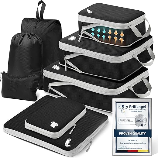 Samfolk 8-Piece Compression Packing Cube Organizer Set