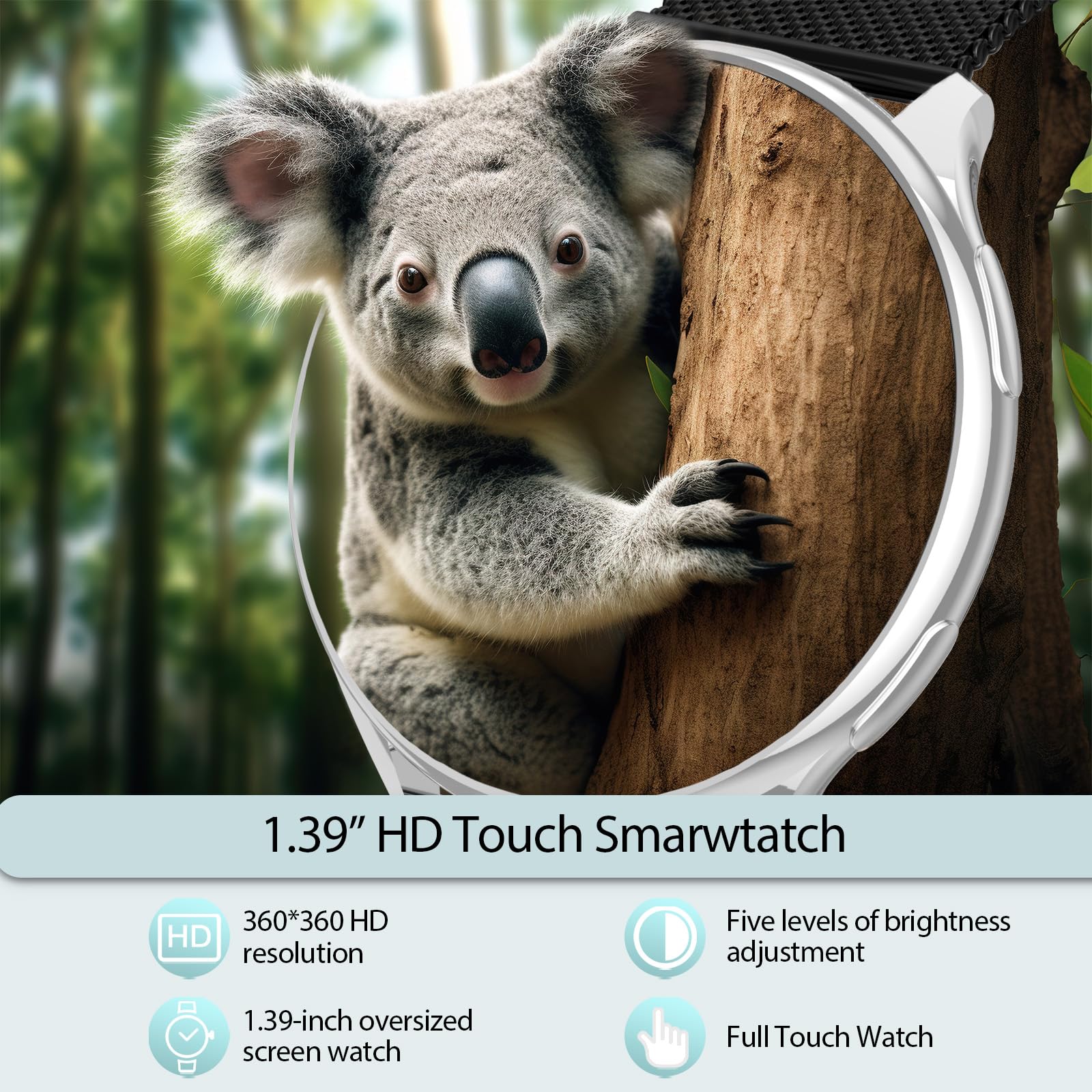 QEYUMYEU 2025 Smartwatch Donna con ET/HRV/SIRI - 1.39" TFT Orologio con Chiamate, 24H Sonno Cardiofrequenzimetro, SpO2, Ciclo Mestruale, IP68, Monitoraggio Fitness, per Android & iOS (Schwarz silber)