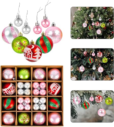 Miniatura 5 de LUOZZY 44 bolas colgantes para árbol de Navidad, adornos de bola de Navidad de plástico, colgante de bola de Navidad