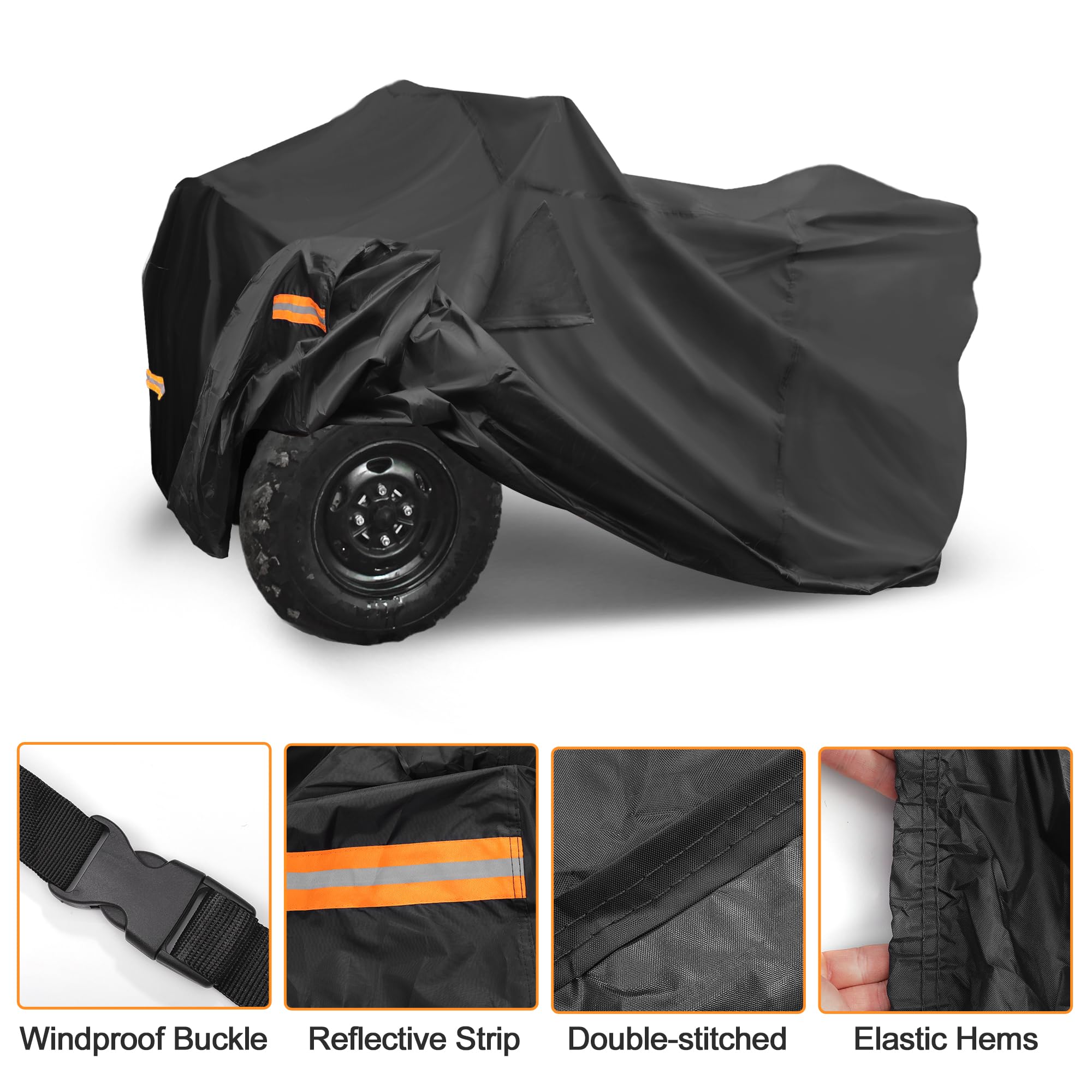 X AUTOHAUX Funda para ATV para Polaris Sportsman 450/570 Impermeable de 4 Ruedas, protección de Almacenamiento de Lluvia y Sol 210D-PU, Color Negro, 211 x 122 x 120 cm