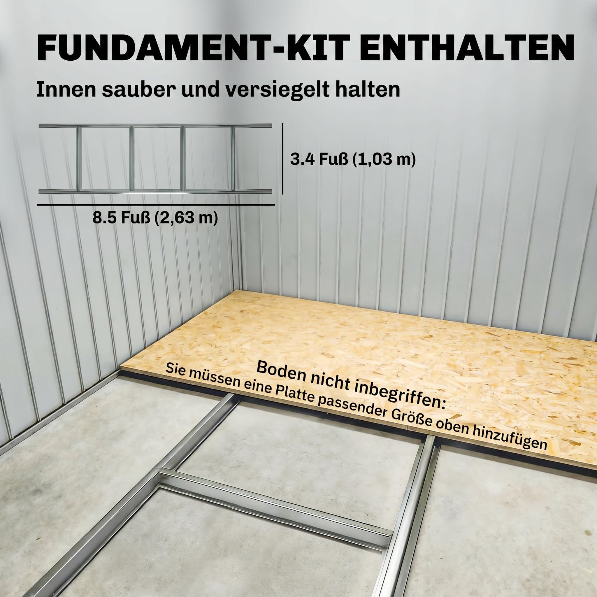 Outsunny Gerätehaus mit Fundament Metall Grau 277 x 195 x 192 cm