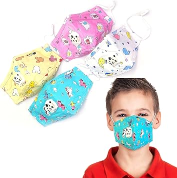 Kids Washable Reusable Face Mask Comfortable Set of 3 or 4 Colors 4 SET With Valve